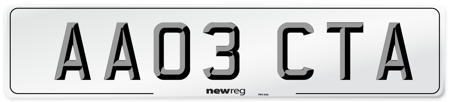 AA03 CTA Number Plate from New Reg